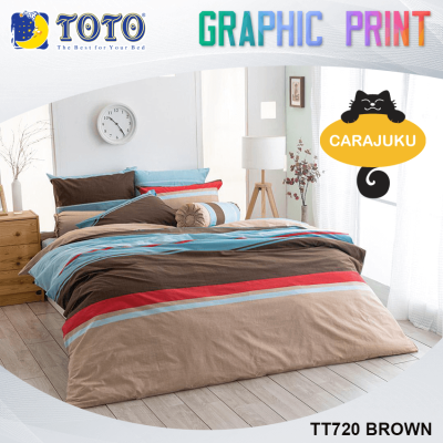 TOTO (ชุดประหยัด) ชุดผ้าปูที่นอน+ผ้านวม ลายกราฟฟิก Graphic TT720 BROWN สีน้ำตาล #โตโต้ 3.5ฟุต 5ฟุต 6ฟุต ผ้าปู ผ้าปูที่นอน ผ้าปูเตียง ผ้านวม กราฟฟิก