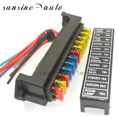 【DT】hot！ 12 Way 2-input 12-ouput Wire 12V Fuse 24V 32V Circuit Car Trailer Boxes Block Holders