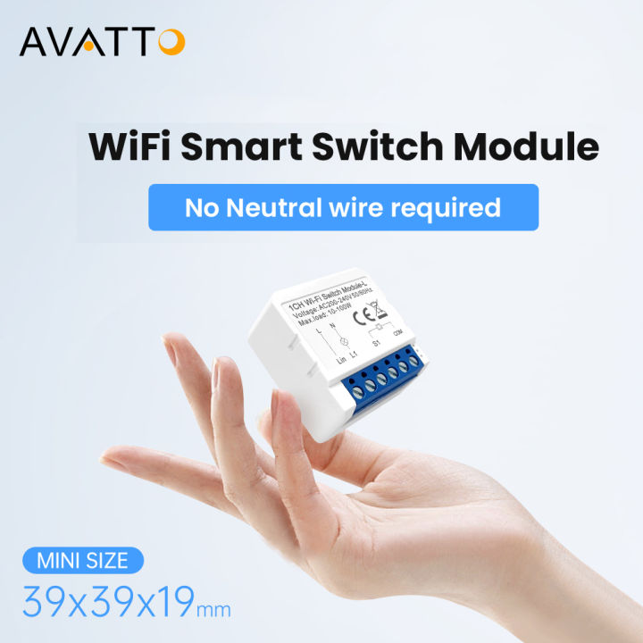 AVATTO Newest Tuya Smart WiFi Switch Module Switch NO Neutral Line Required Mini Smart