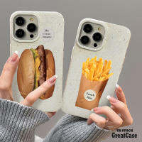 Burgers &amp; French Fries Couple Case เคสโทรศัพท์มือถือ แบบนิ่ม ลายหมีน่ารัก ย่อยสลายได้ เป็นมิตรกับสิ่งแวดล้อม สําหรับ IPhone 15 14 13 12 11 Pro Max X Xr Xs Max 7 8 Plus SE2020