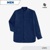 À NOUS - MEN SHIRT - Classic Fit - Linen (Blue Fin) / เสื้อเชิ๊ต ตัวหลวม ผ้าลินิน สีกรมท่า