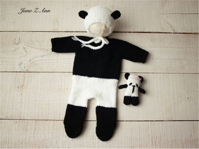 Baby Panda Set Hat Doll Baby Studio Shooting Children Themenewborn อุปกรณ์ถ่ายภาพ