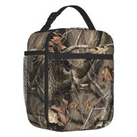 ☾◇■ Real Tree Camouflage Insulated Lunch Bag for School Office Camo Portable Cooler Thermal Lunch Box Women Children