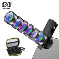 APEXEL Universal 6 in 1 Smartphones Camera Lens Kit Portable Detachable Fish Eye Wide Angle macro Lens CPL Filter For Iphone 14