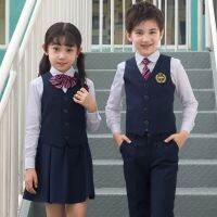 Uniforme scolaire japonais coréen pour enfants chemise blanche pour garçons et filles jupe marine pantalon gilet ensemble de vêtements glaaught tenue détudiant imbibée