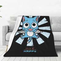 Happy Fairy Tail Retro Japanese Blankets Flannel Lightweight Throw Blanket for Car Sofa Couch Bed Rug