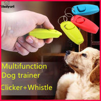 Studyset IN stock 2 in 1 Multi-function Pets Clicker Whistle Dog Trainer Clicker with Keyring Pet Puppy Trainer Dog Flute + Clicker