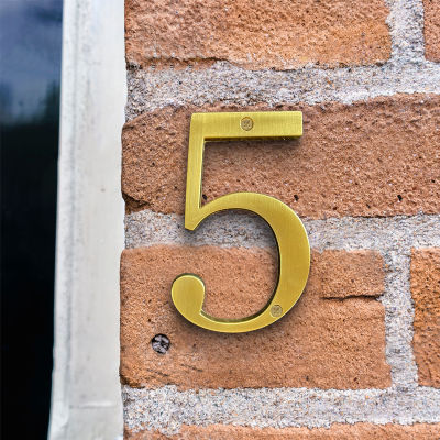 สีทอง 10 ซม. ภายนอกบ้านเลขที่สำหรับบ้านอพาร์ทเมนต์หมายเลขประตูกล่องจดหมายกลางแจ้งป้ายที่อยู่สังกะสีอัลลอยด์ 4 นิ้ว #0-9-zptcm3861