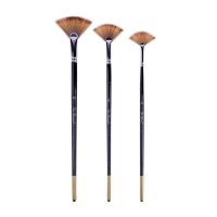 3 Fan shaped Copper Tube Mixed Color Watercolor Nylon Hair Brushes Set Rod Oil Acrylic Painting Brush Pen Art Supplies