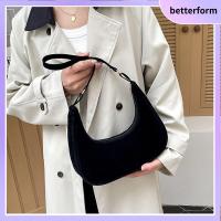 BETTERFORM จุได้มาก ถุงขนมจีบสลิงโฮโบ ลำลองแบบสบายๆ ผ้าลูกฟูกย้อนยุค กระเป๋าสะพายไหล่แบบสั้น แฟชั่นสำหรับผู้หญิง สีทึบทึบ ถุงใต้วงแขน ผู้หญิงผู้หญิงผู้หญิง