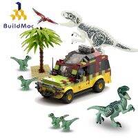 Buildmoc Jurassic-Park World Explorer ทหารตั้งแคมป์บล็อกตัวต่อรถทัวร์ริ่งเยอรมัน Willis Antibaircraft ของขวัญของเล่นของอิฐ