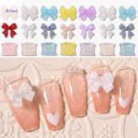 ALLON 30 ชิ้น/เซ็ต สีลูกกวาด อุปกรณ์ทำเล็บ DIY เลเซอร์สีสันสดใส เรซิน โบว์ริบบิ้น เล็บ Rhinestones ตกแต่งเล็บ 3 มิติ เครื่องประดับเล็บ โบว์เพ้นท์เล็บ