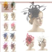 WOFA6เครื่องประดับผม Fascinators หมวกด้านบนดอกไม้ตาข่ายคาดศีรษะงานแต่งงานหางชาปาร์ตี้ Headwear ขนดอกไม้ขน Fascinator หมวก