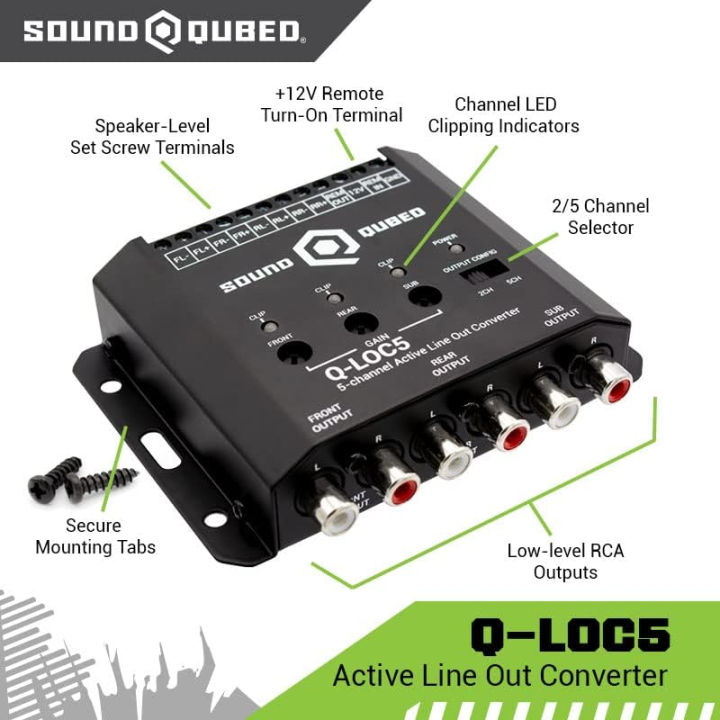 soundqubed-active-5-channel-car-audio-line-out-convertor-high-to-low-head-unit-signal-convertor