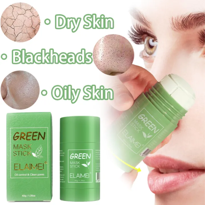 ELAIMEI Skin Care Products Blackhead Remover Green Mask Stick Green Tea