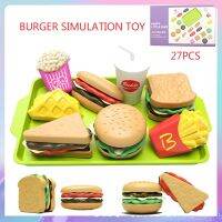 ToShiCha สินค้าอยู่ไทย  27 Pack Kids Burger Pretend Cooking Playset มินิครัวอาหารปลอมของเล่น