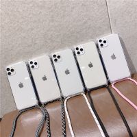 Crossbody Necklace Cord Lanyards Transparent soft Phone Case For iphone 12 14 7 8 Plus X XR XS 11 Pro Max 13 MiNi 13 Pro SE 3