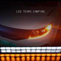 [ANYA Auto Parts] ไฟ LED Strip แบบยืดหยุ่น Crystal Angel Tears พร้อมไฟเลี้ยว DRL Daytime Running สีขาวพร้อมฟังก์ชั่นสีเหลืองต่อไปนี้2ชิ้น50ซม