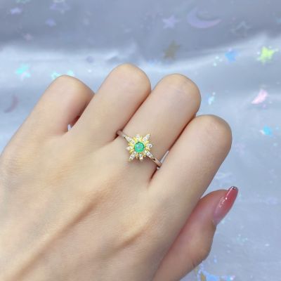 [COD] แหวนมรกตอารมณ์ร้อนแหวนหญิงออกแบบเฉพาะสีไม่ซีดจาง s925 เงินมรกตเครื่องประดับ