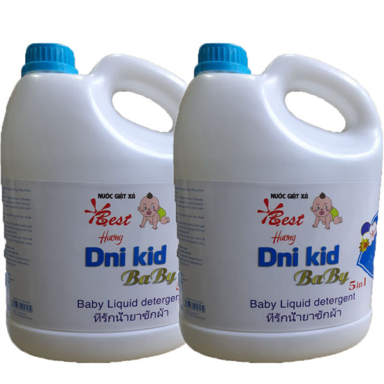 Combo 2 can nước giặt xả dni-kid trẻ em 3600ml chai-là mềm vải-diệt khuẩn - ảnh sản phẩm 2