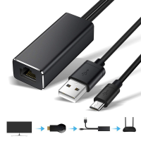 อะแดปเตอร์การ์ดเครือข่าย Ethernet Micro USB Power To RJ45 10100Mbps สำหรับ Fire Stick Chromecast สำหรับ