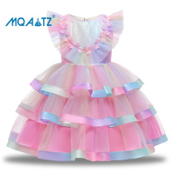 MQATZ Đầm Hoa Mùa Hè Đầy Màu Sắc Cho Trẻ Em Bé Gái Đầm Xòe Đính Kim Sa Dự Tiệc Cho Bé Gái Đầm Ren Công Chúa Đám Cưới 3-10 Tuổi L5262 thumbnail