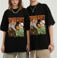 Travis Scott Tshirt Rapper Street Cartoon Print Loose Cotton Mens Tshirt Couple Gildan