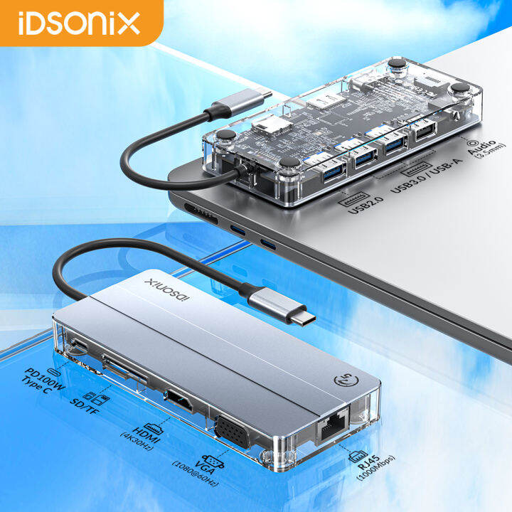 idsonix-แท่นวางมือถือ-usb-type-c-8-in-1-ฮับ4k-30hz-hdmi-เข้ากันได้กับ-rj45-pd-100w-อะแดปเตอร์สำหรับ-macbook-ipad-ที่แยกอุปกรณ์เสริมสำหรับ-pc-แอร์-m1