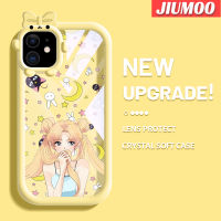 เคส JIUMOO สำหรับ iPhone 11 Pro 11 Pro Max เคสลายการ์ตูนเด็กสาวสวยสีสันสดใสน่ารักกล้องมอนสเตอร์ตัวน้อยนิ่มสำหรับเลนส์กันกระแทกแบบใสเคสมือถือฝาครอบความคิดสร้างสรรค์โปร่งใสเรียบง่ายฝาครอบป้องกันซิลิโคน