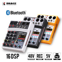 4 Channel 16 DSP Audio Mixer USB Sound Card Interface Console with bluetooth 48V Phantom Power XLR Balanced Output