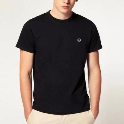 FRED PERRY PERRY เพอร์รี่เพอร์รี่หูข้าวสาลีเสื้อปักผ้าฝ้ายบริสุทธิ์แขนสั้นสไตล์ต่างประเทศเสื้อยืดสีทึบคอกลม