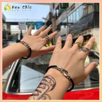 CHIC ถักแบบถัก สร้อยข้อมือเกือกม้า สายเคเบิลปม เหล็กไร้สนิม กำไลข้อมือคู่ ง่ายๆ เครื่องประดับอัญมณีอัญมณี ตะขอแม่เหล็กติดแน่น สำหรับผู้หญิง