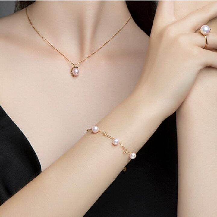 สร้อยข้อมือ-nymph-แท้18k-พร้อมไข่มุกน้ำจืดธรรมชาติ-au750แท้ของขวัญเครื่องประดับสวยงามโซ่ปรับได้สำหรับผู้หญิง