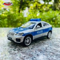 MSZ 1:43 BMW หุ่นอัลลอยแข่งรถตำรวจ X6 Mobil Mainan Anak-Anak การสะสมของขวัญรถของเล่นเด็กการหล่อแบบหล่อและรถลากรถคันเล็กรถมินิ