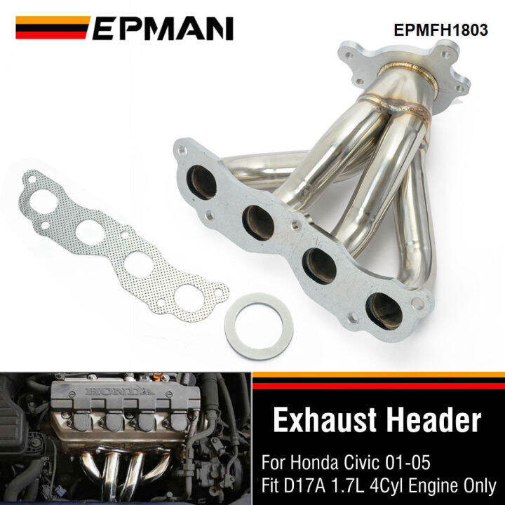 EPMAN Stainless Race Manifold Header For Honda Civic EX 20012005 1.7L