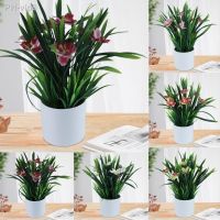 1 Set Artificial Potted Plant DIY Anti-fall Plastic Eye-catching Fake Orchid Flower for Office