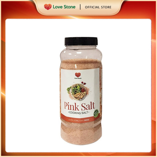 Muối ăn pink salt himalaya love stone  900g  theo tiêu chuẩn muối ăn bộ y - ảnh sản phẩm 1