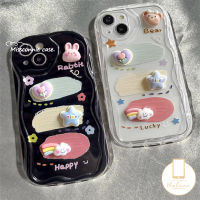 MissConnie เคสนิ่มลายหมีการ์ตูนคู่หยัก3D สามารถใช้ได้กับ IPhone 11 14 13 12 Pro Max 7 6S 6 8 Plus X XR 7Plus XS MAX SE 2020 3D เคสรูปดาวกระต่ายน่ารัก