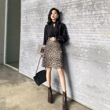 Mid length leopard outlet skirts in winter