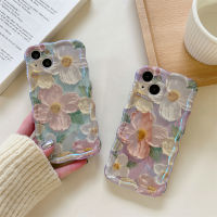 Tide brand Floral Phone Case For iPhone 14 14pro 14promax 13 13pro 13promax Beautiful Classic oil Painting Natural flower pattern Cute special border design Soft Case 12 12pro 12promax 11 11promax Green purple