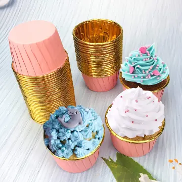 50pcs Round Aluminum Foil Cups,Thickened Material,Disposable Cake