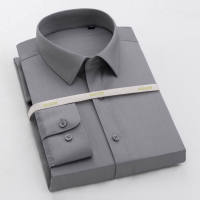 Formal Shirts Mens Business Solid Color Social Dress Mens Long Sleeve Shirts