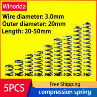 65Mn บีบอัดสปริงสายเส้นผ่าศูนย์กลาง3Mm,เส้นผ่าศูนย์กลางภายนอก20Mm,ความยาว20Mm-50Mm ความดันฤดูใบไม้ผลิกลับฤดูใบไม้ผลิ