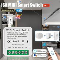 ไฟสวิตช์อัจฉริยะแบบไร้สายขนาดเล็กแบบ16A โมดูล2ทางสำหรับตัดการเปิดเครื่องเวลาด้วยเสียงแบบไร้สายสำหรับ Ewelink APP Google Home Alexa