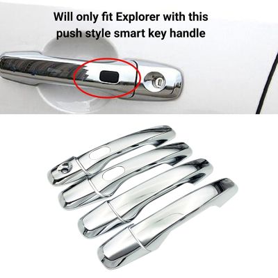 4PCS ABS Outer Side Door Handle Cover Trim with Smart Hole for Explorer 2011-2018