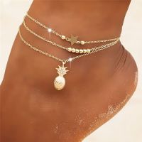 【CW】✾ஐ  Bohemia Gold Color Chain Ankle Leg Foot Jewelry Boho Star Anklet Set Accessories