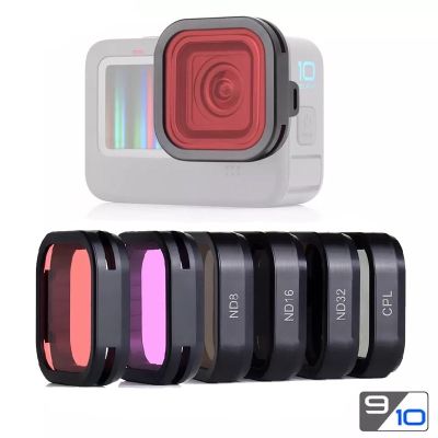 GoPro 10/9 Filter Kit 6-in-1 filter CPL ND8 ND16 ND32 Red Magenta Filter for GoPro Hero 10 9 Black  ND/CPL/Diving Filter Camera Lens Accessories