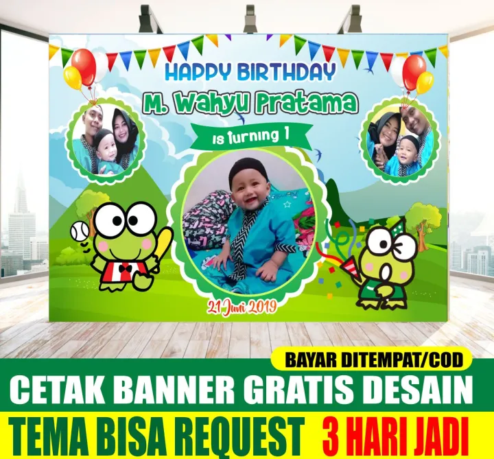 Bức ảnh về banner ulang tahun Keroppi sẽ khiến bạn săn đón ngay lập tức. Với hình ảnh nhân vật Keroppi đáng yêu, banner này sẽ làm cho bữa tiệc sinh nhật của con bạn trở nên đặc biệt hơn bao giờ hết. 