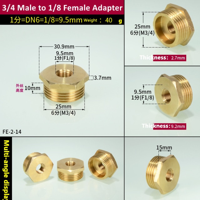 Brass Reducing Hexagonal Bush Male to Female BSP Adapter Fitting Connector Water 