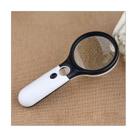 45X Handheld Reading Magnifying Glass Lens Jewelry Loupe Magnifier with 3LED 2Pc